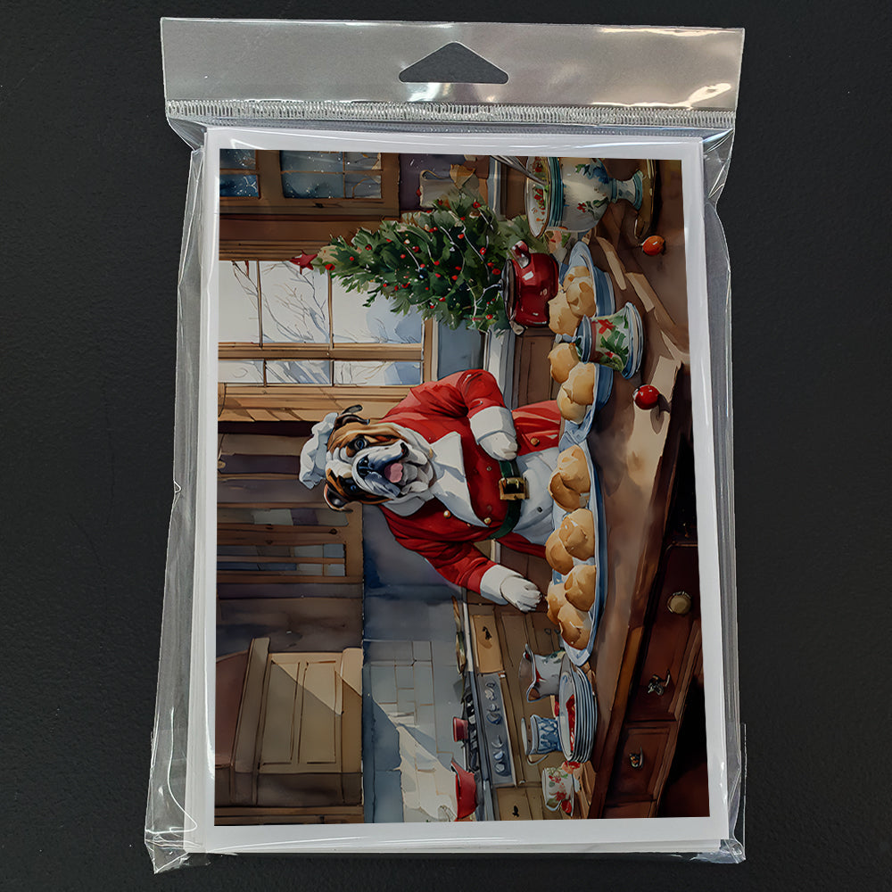 English Bulldog Christmas Cookies Greeting Cards Pack of 8 Blank Cards with Envelopes Whimsical A7 Size 5x7