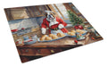 English Bulldog Christmas Cookies Cutting Board Tempered Glass Kitchen Cutting Surface, Heat Resistant Chopping, Non-Slip Feet, Food Prep & Serving