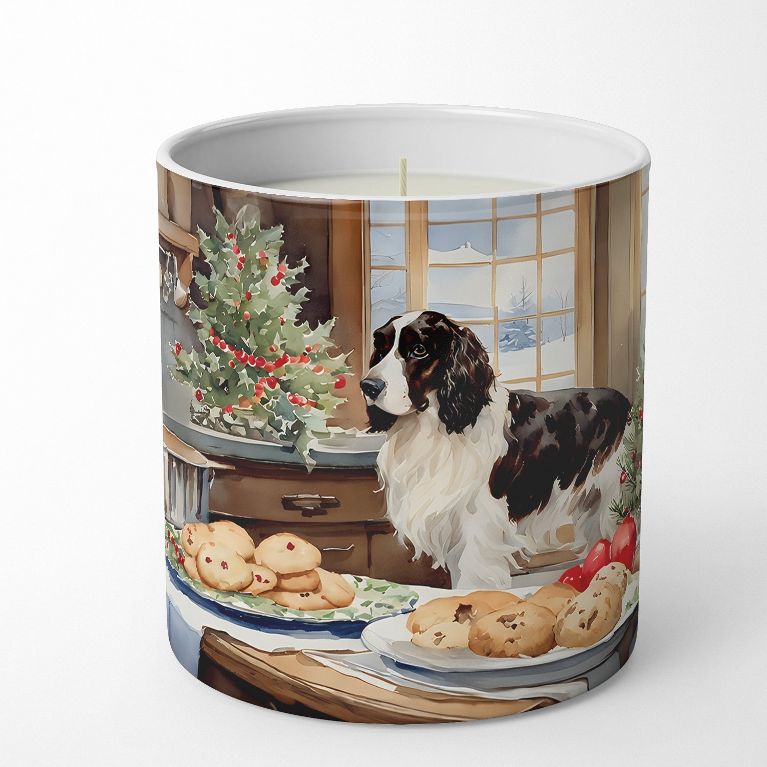 English Cocker Spaniel Christmas Cookies Decorative Soy Candle Nature Soy Wax Essential Oil Home Decor Ideal for Bedroom Kitchen Bath Office Gift, 10 oz