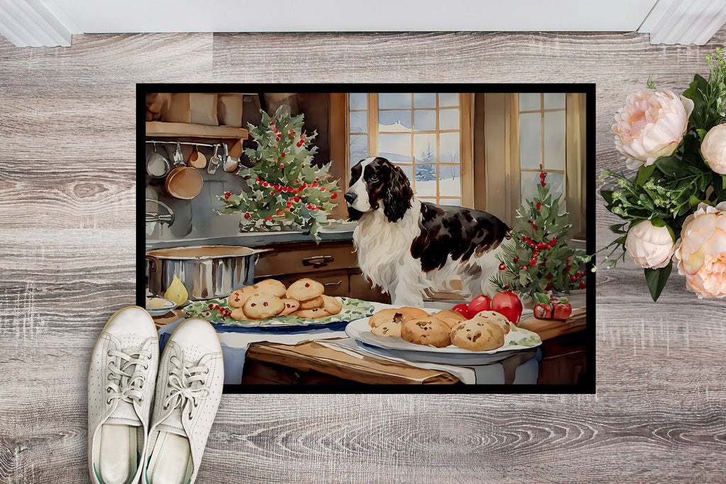 English Cocker Spaniel Christmas Cookies Doormat Indoor Outdoor 18H X 27W Front Door Mat Rugs for Entryway, Non Slip Washable
