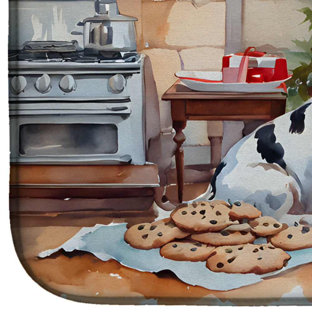 English Springer Spaniel Christmas Cookies Dish Drying Mat Absorbent Dish Drying Mat Pad for Kitchen Counter Dish Drainer Mat for Countertop, 14 x 21", Multicolor