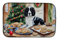 English Springer Spaniel Christmas Cookies Dish Drying Mat Absorbent Dish Drying Mat Pad for Kitchen Counter Dish Drainer Mat for Countertop, 14 x 21", Multicolor