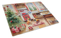French Bulldog Christmas Cookies Cutting Board Tempered Glass Kitchen Cutting Surface, Heat Resistant Chopping, Non-Slip Feet, Food Prep & Serving