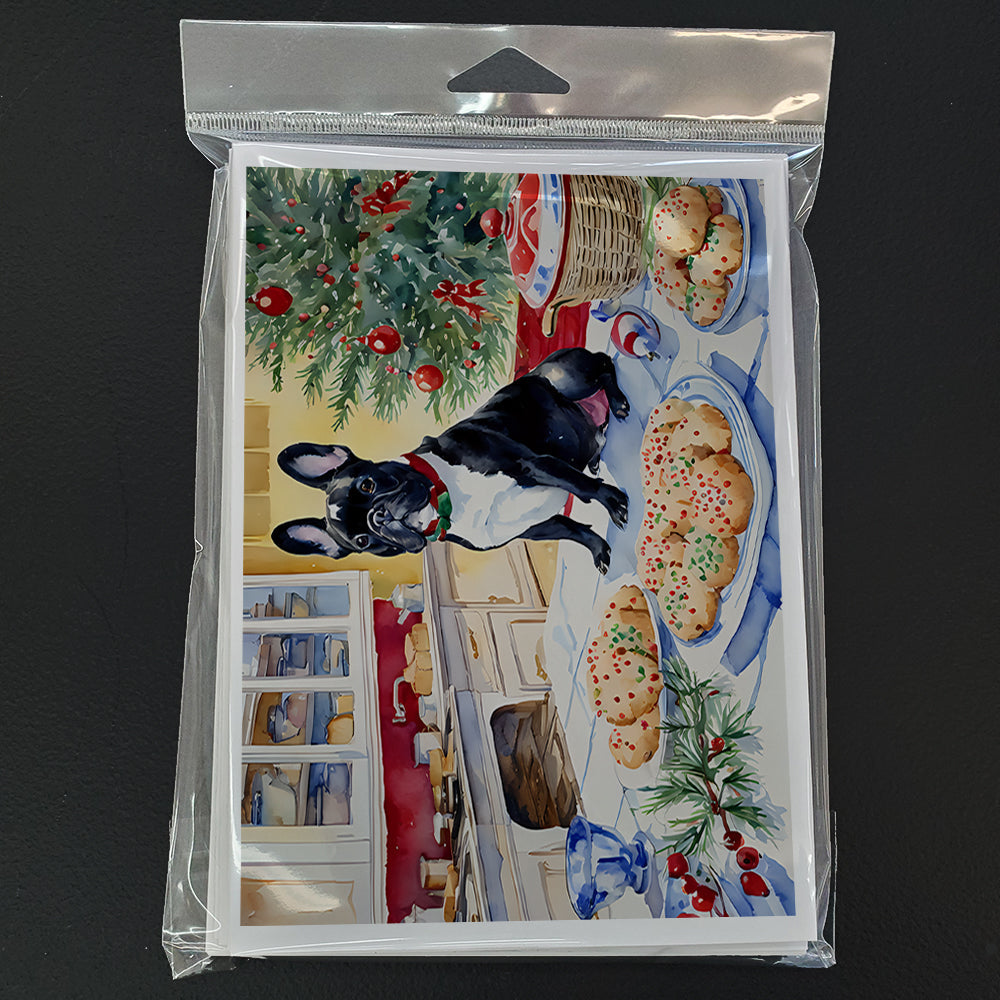 French Bulldog Christmas Cookies Greeting Cards Pack of 8 Blank Cards with Envelopes Whimsical A7 Size 5x7