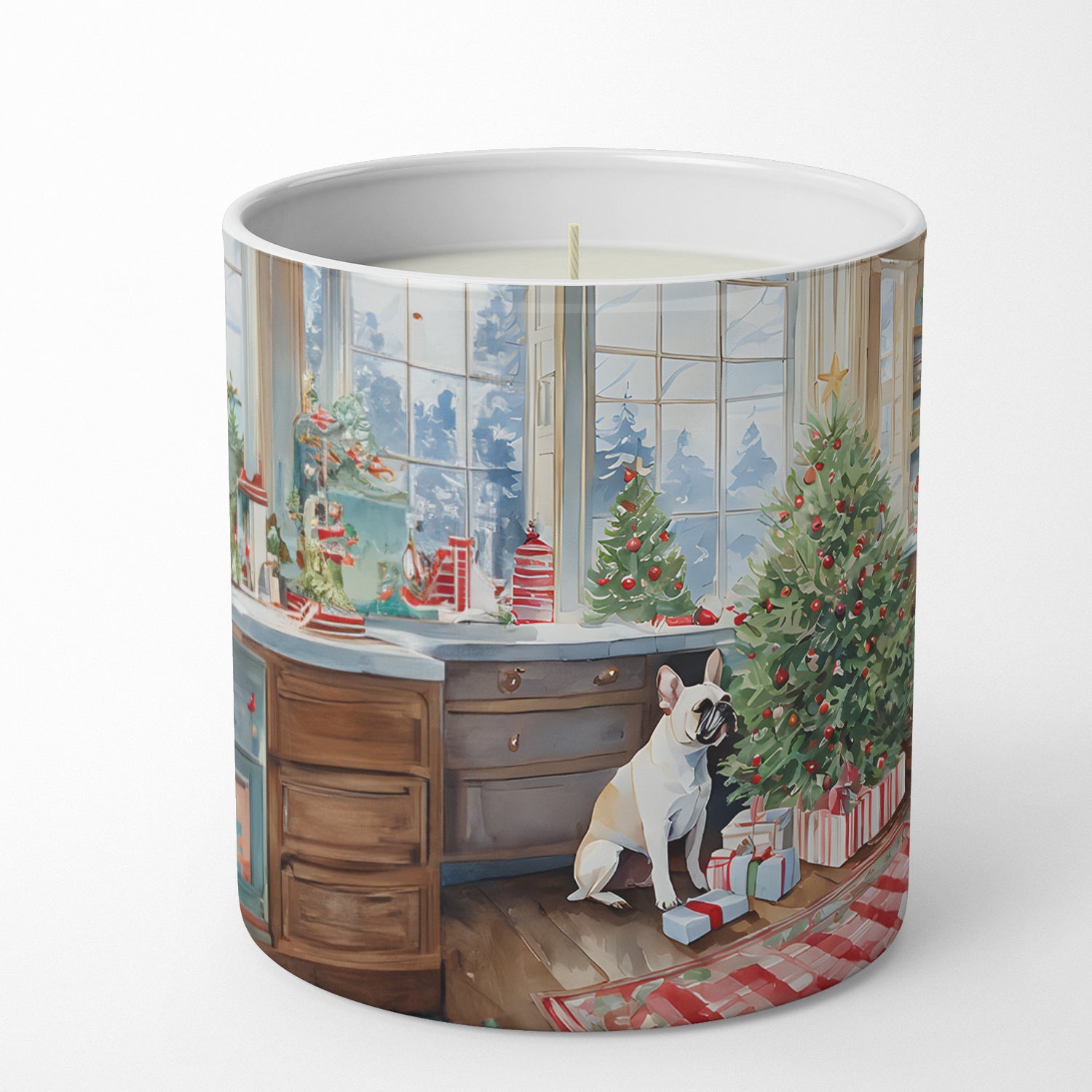 French Bulldog Christmas Cookies Decorative Soy Candle Nature Soy Wax Essential Oil Home Decor Ideal for Bedroom Kitchen Bath Office Gift, 10 oz