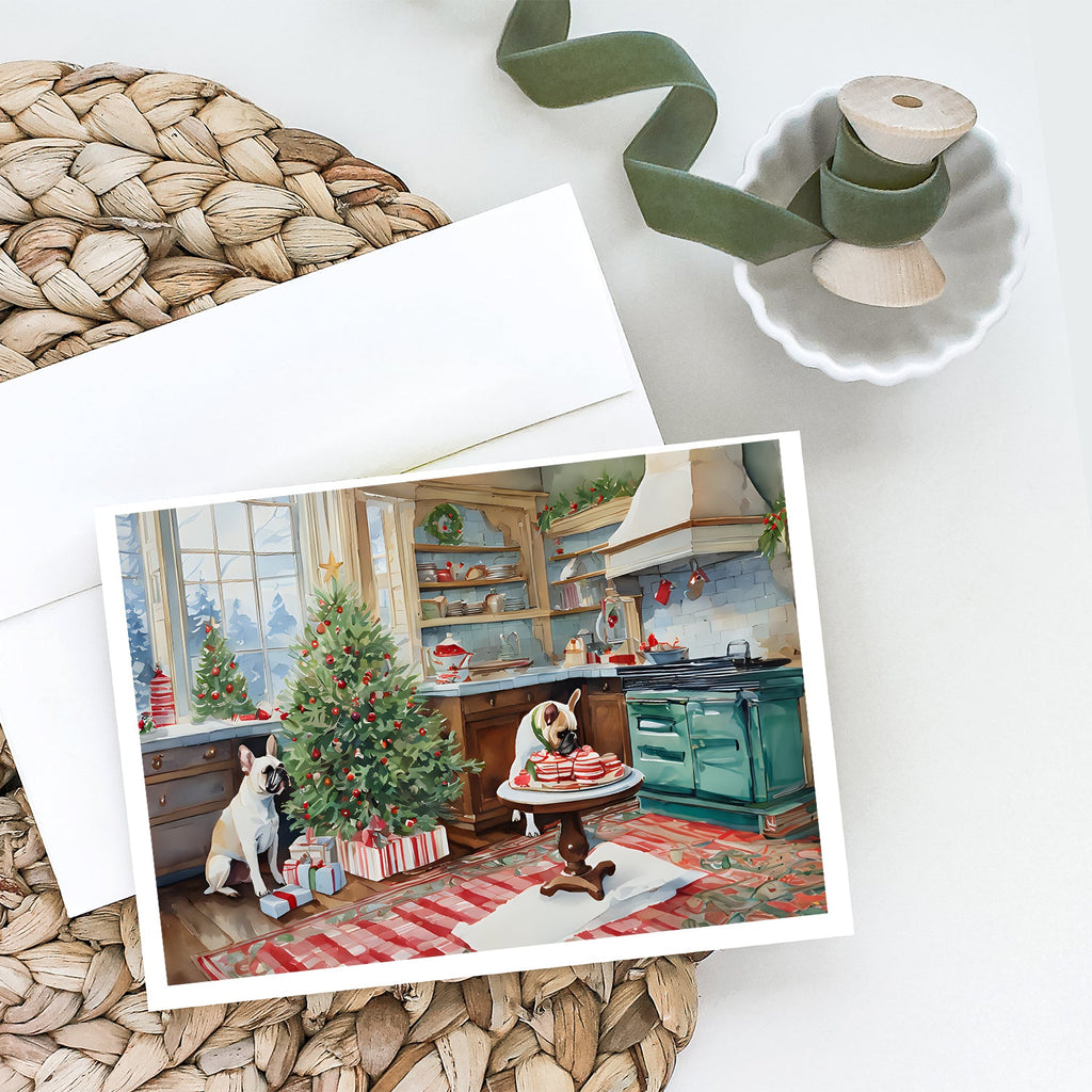 French Bulldog Christmas Cookies Greeting Cards Pack of 8 Blank Cards with Envelopes Whimsical A7 Size 5x7