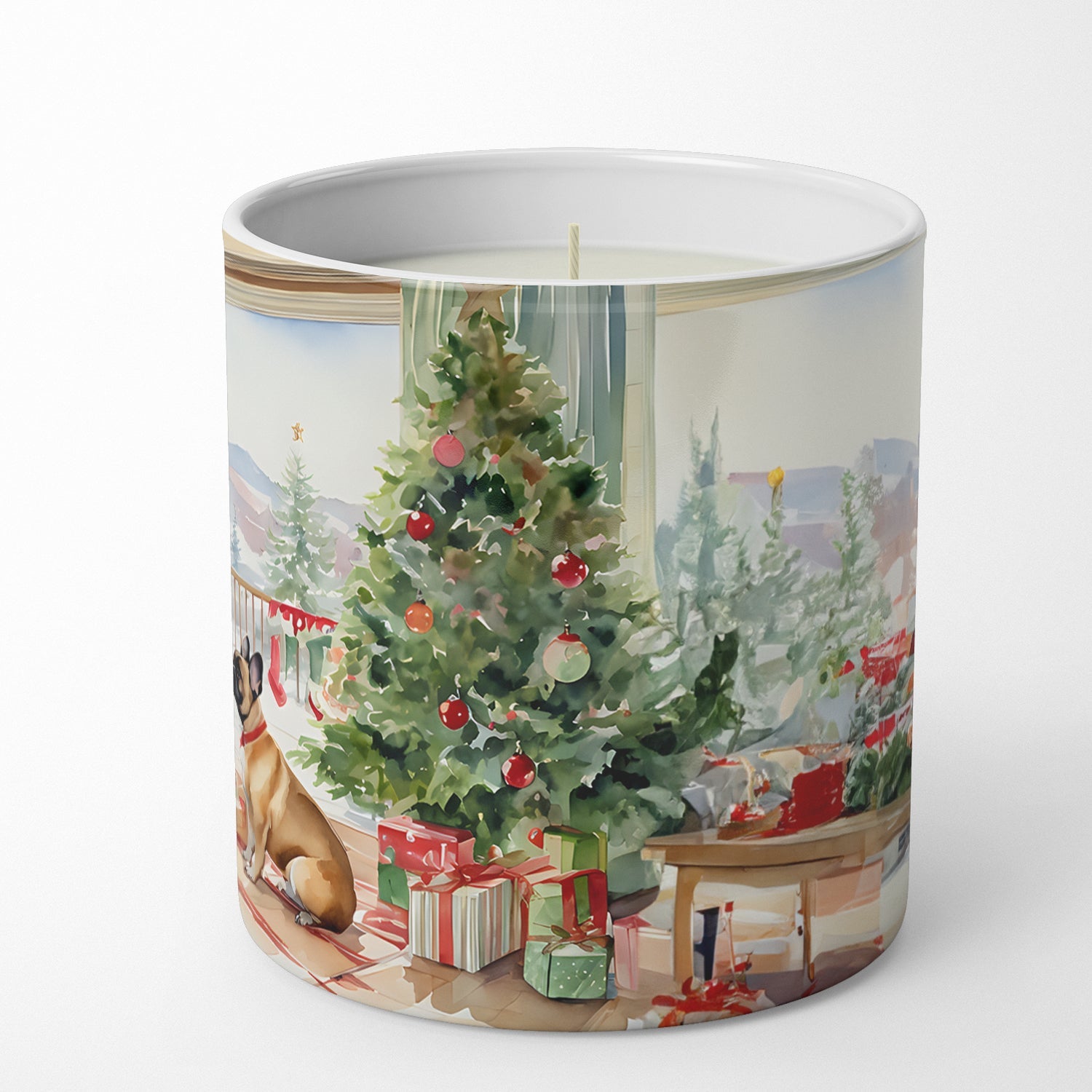 French Bulldog Christmas Cookies Decorative Soy Candle Nature Soy Wax Essential Oil Home Decor Ideal for Bedroom Kitchen Bath Office Gift, 10 oz