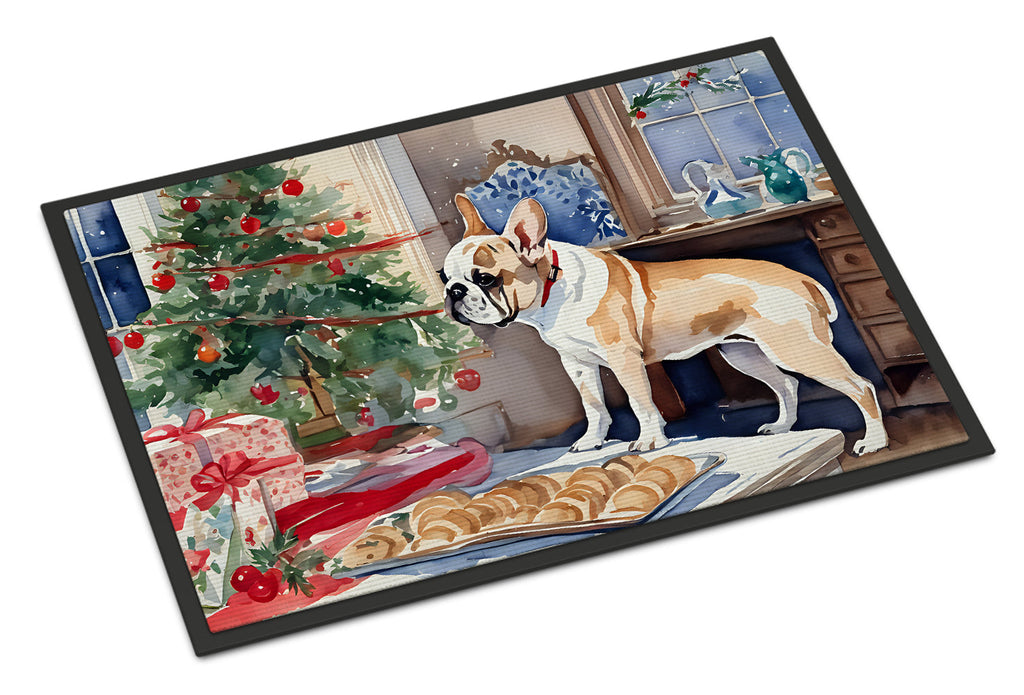 French Bulldog Christmas Cookies Doormat Indoor Outdoor 24H X 36W Front Door Mat Rugs for Entryway, Non Slip Washable Low Pile,
