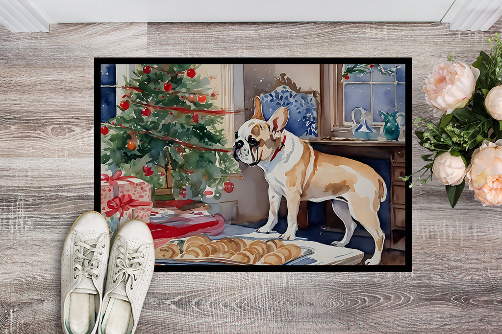 French Bulldog Christmas Cookies Doormat Indoor Outdoor 24H X 36W Front Door Mat Rugs for Entryway, Non Slip Washable Low Pile,