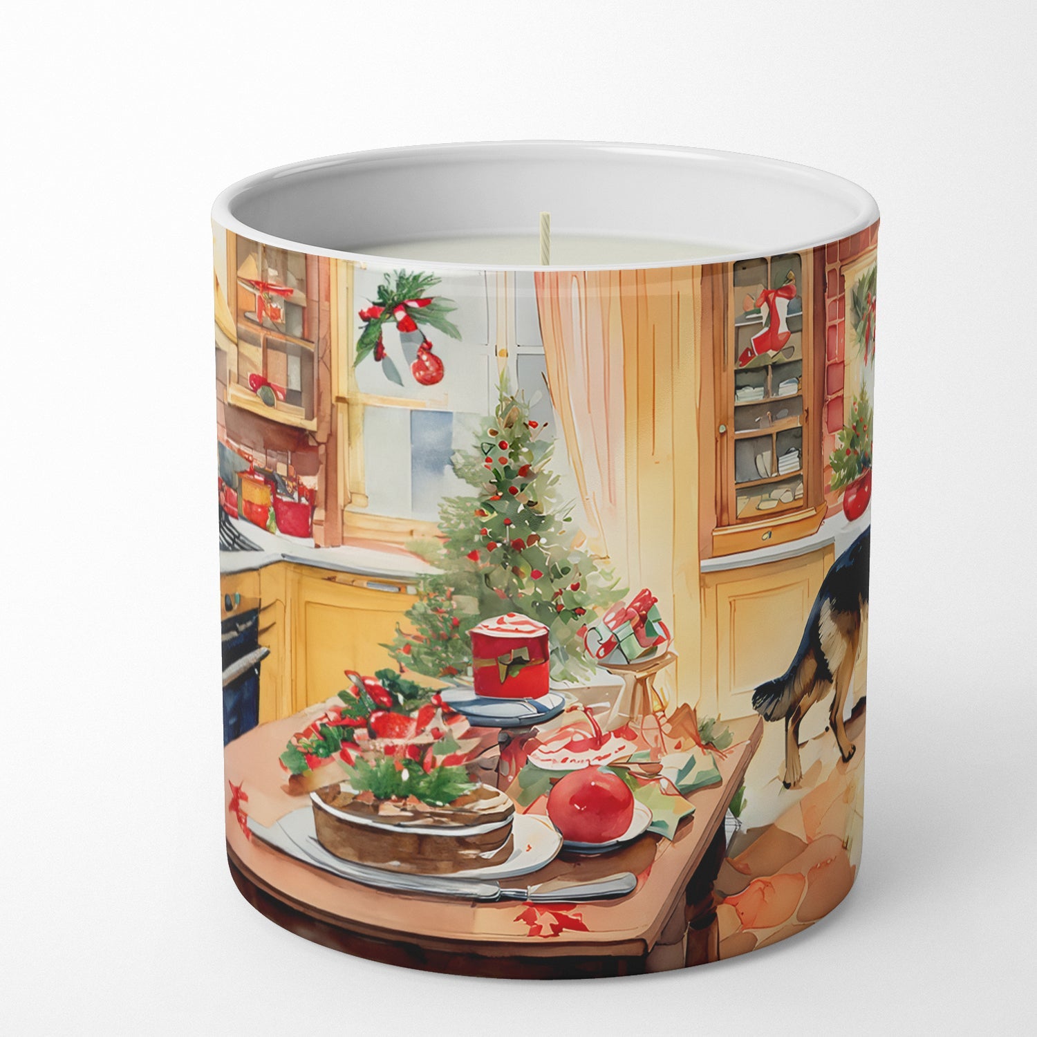 German Shepherd Christmas Cookies Decorative Soy Candle Nature Soy Wax Essential Oil Home Decor Ideal for Bedroom Kitchen Bath Office Gift, 10 oz