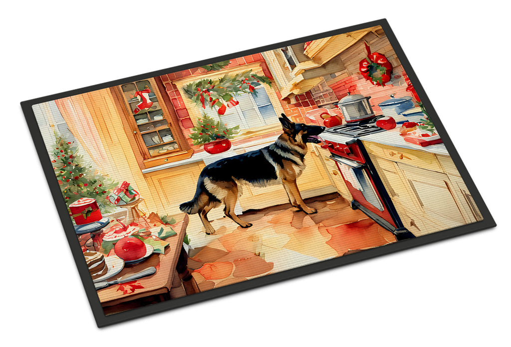 German Shepherd Christmas Cookies Doormat Indoor Outdoor 24H X 36W Front Door Mat Rugs for Entryway, Non Slip Washable Low Pile,