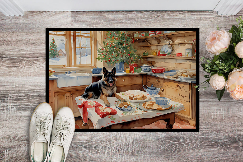 German Shepherd Christmas Cookies Doormat Indoor Outdoor 24H X 36W Front Door Mat Rugs for Entryway, Non Slip Washable Low Pile,