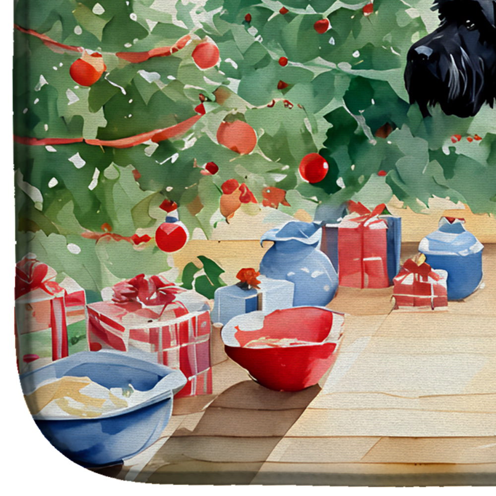 Giant Schnauzer Christmas Cookies Dish Drying Mat Absorbent Dish Drying Mat Pad for Kitchen Counter Dish Drainer Mat for Countertop, 14 x 21", Multicolor