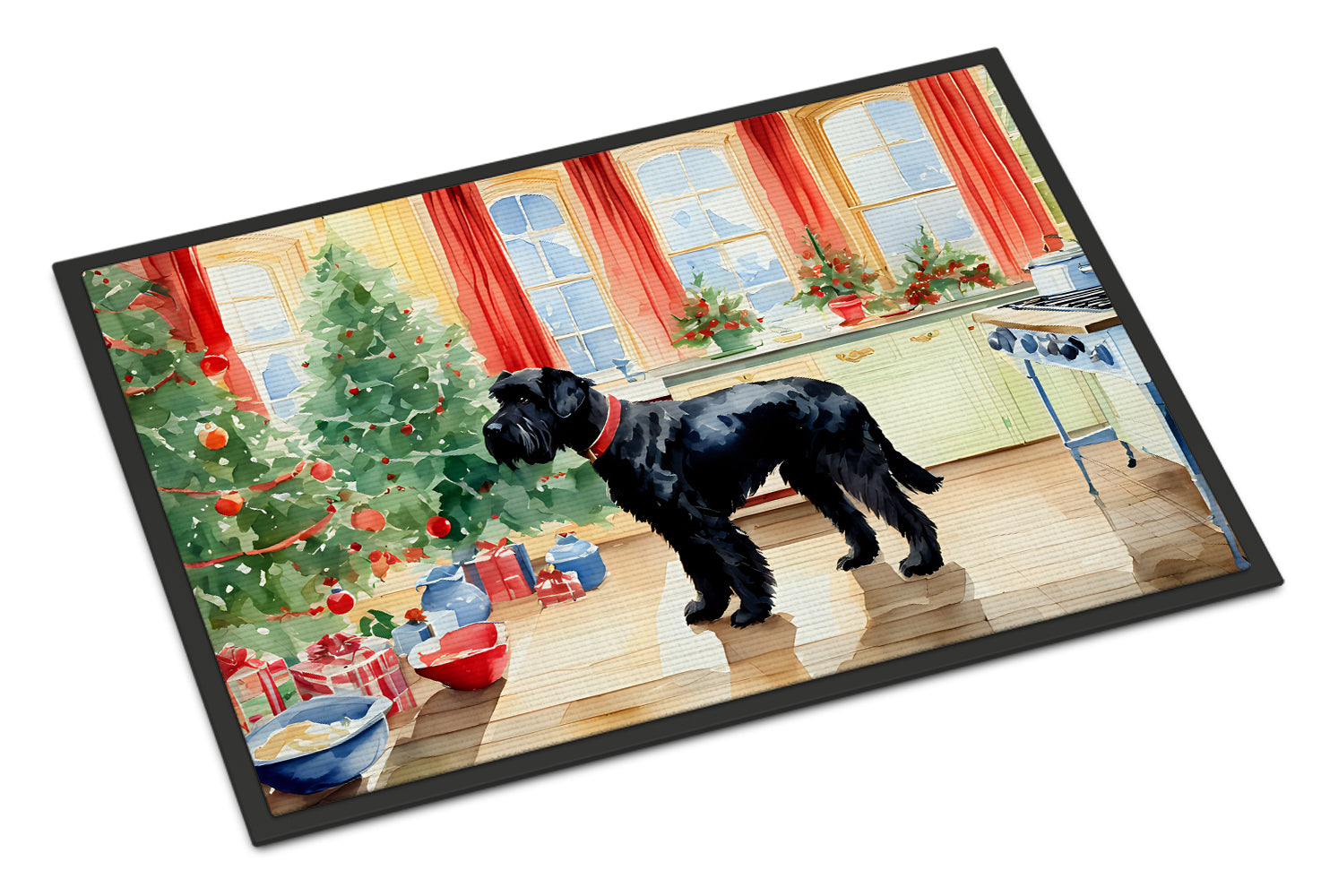 Giant Schnauzer Christmas Cookies Doormat Indoor Outdoor 24H X 36W Front Door Mat Rugs for Entryway, Non Slip Washable Low Pile,