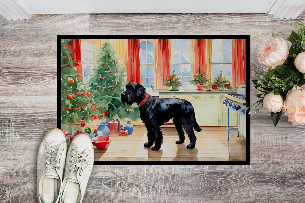 Giant Schnauzer Christmas Cookies Doormat Indoor Outdoor 24H X 36W Front Door Mat Rugs for Entryway, Non Slip Washable Low Pile,