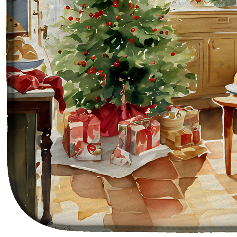 Golden Retriever Christmas Cookies Dish Drying Mat Absorbent Dish Drying Mat Pad for Kitchen Counter Dish Drainer Mat for Countertop, 14 x 21", Multicolor