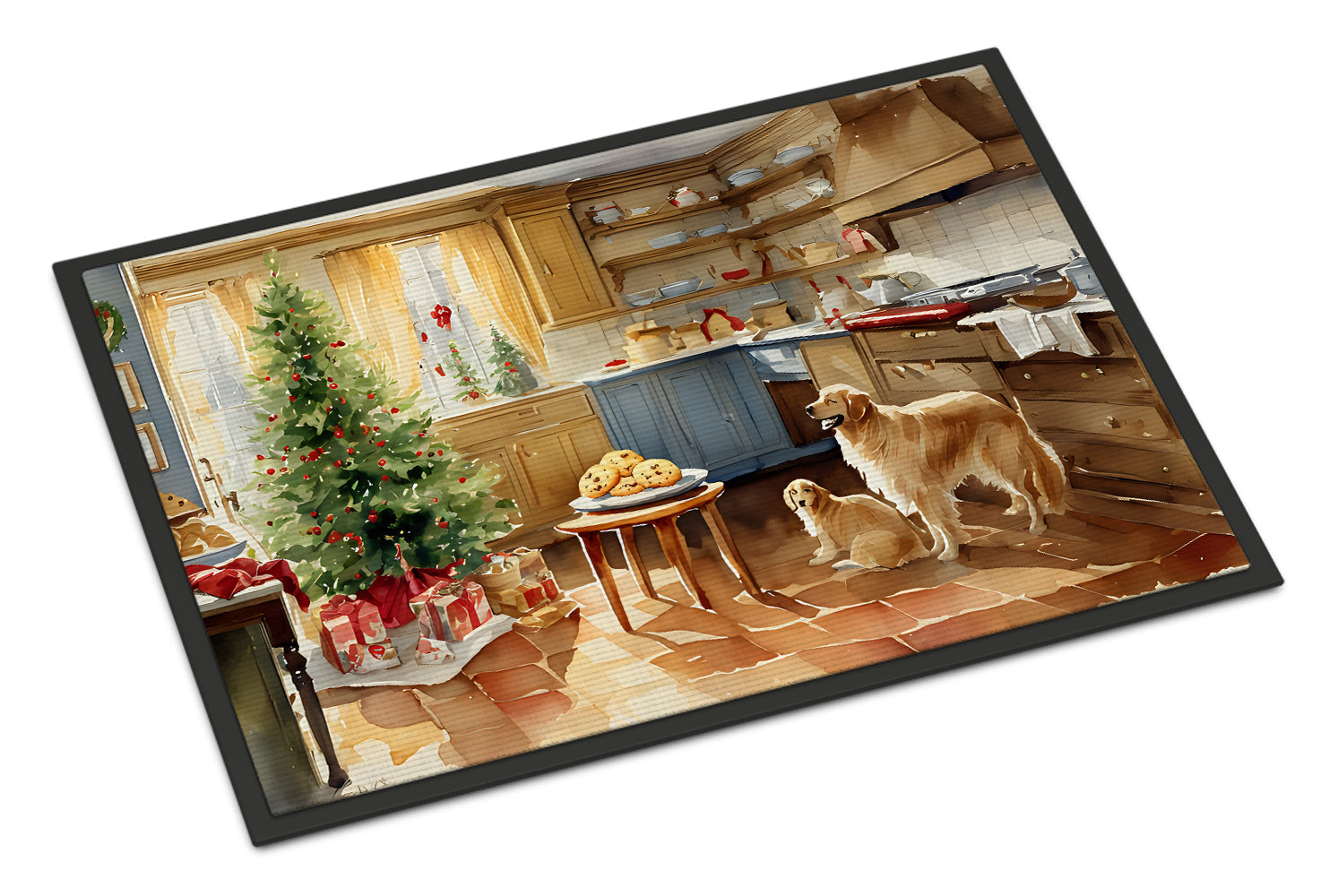 Golden Retriever Christmas Cookies Doormat Indoor Outdoor 24H X 36W Front Door Mat Rugs for Entryway, Non Slip Washable Low Pile,