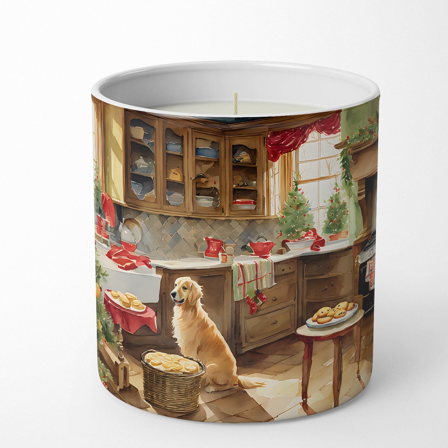 Golden Retriever Christmas Cookies Decorative Soy Candle Nature Soy Wax Essential Oil Home Decor Ideal for Bedroom Kitchen Bath Office Gift, 10 oz