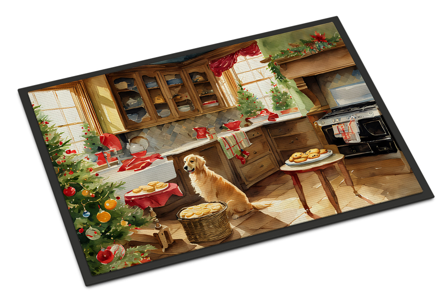 Golden Retriever Christmas Cookies Doormat Indoor Outdoor 18H X 27W Front Door Mat Rugs for Entryway, Non Slip Washable