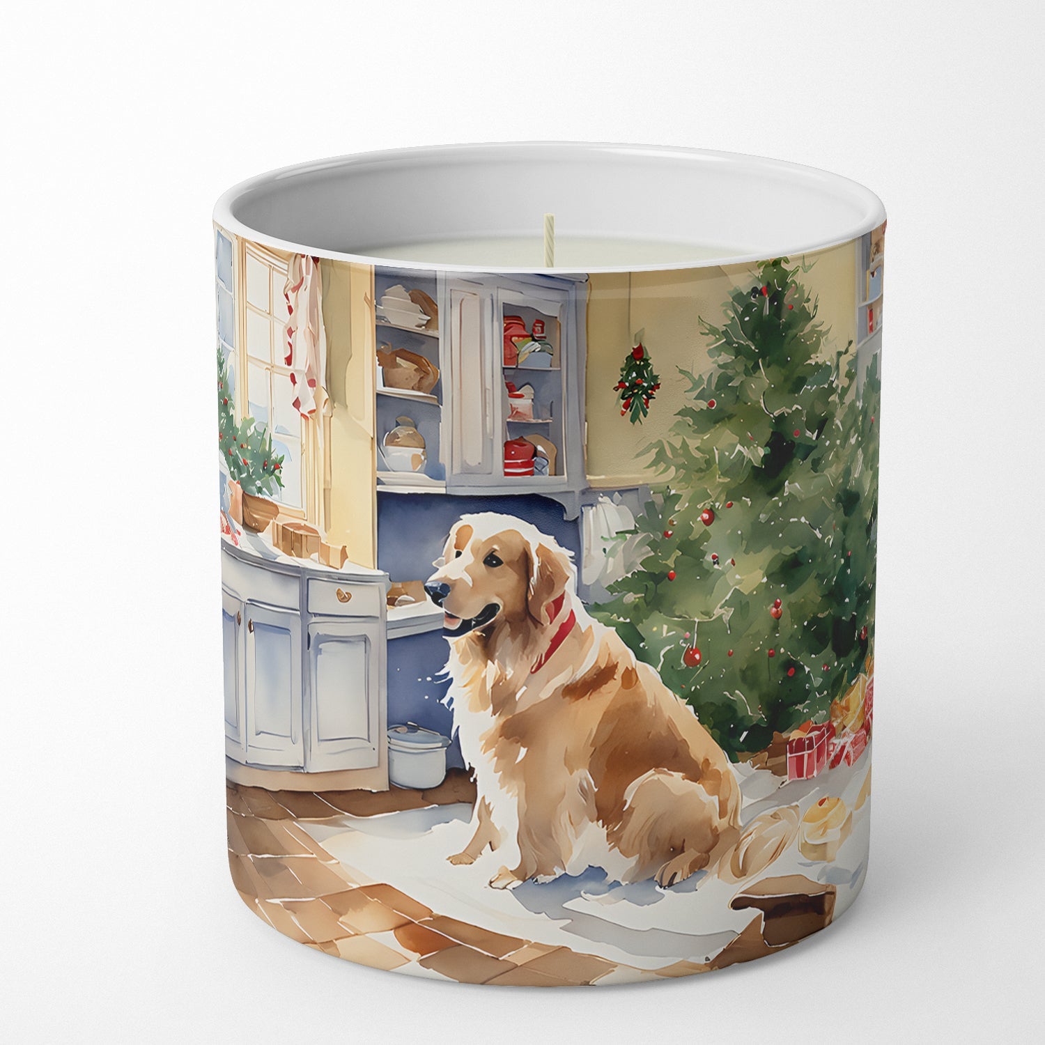 Golden Retriever Christmas Cookies Decorative Soy Candle Nature Soy Wax Essential Oil Home Decor Ideal for Bedroom Kitchen Bath Office Gift, 10 oz