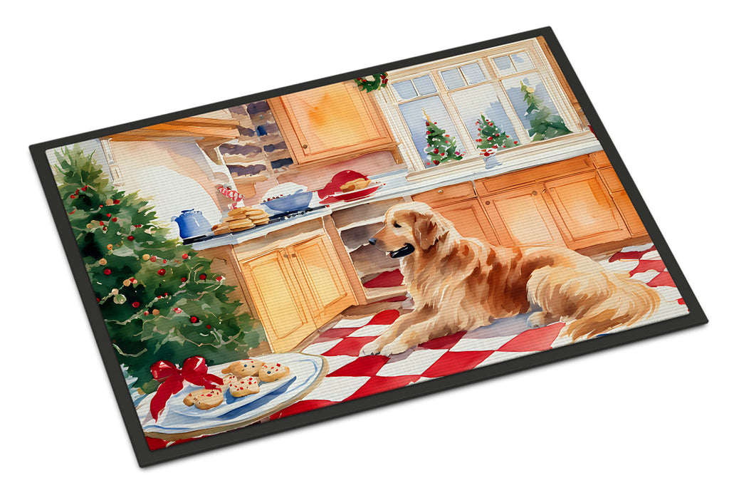 Golden Retriever Christmas Cookies Doormat Indoor Outdoor 18H X 27W Front Door Mat Rugs for Entryway, Non Slip Washable