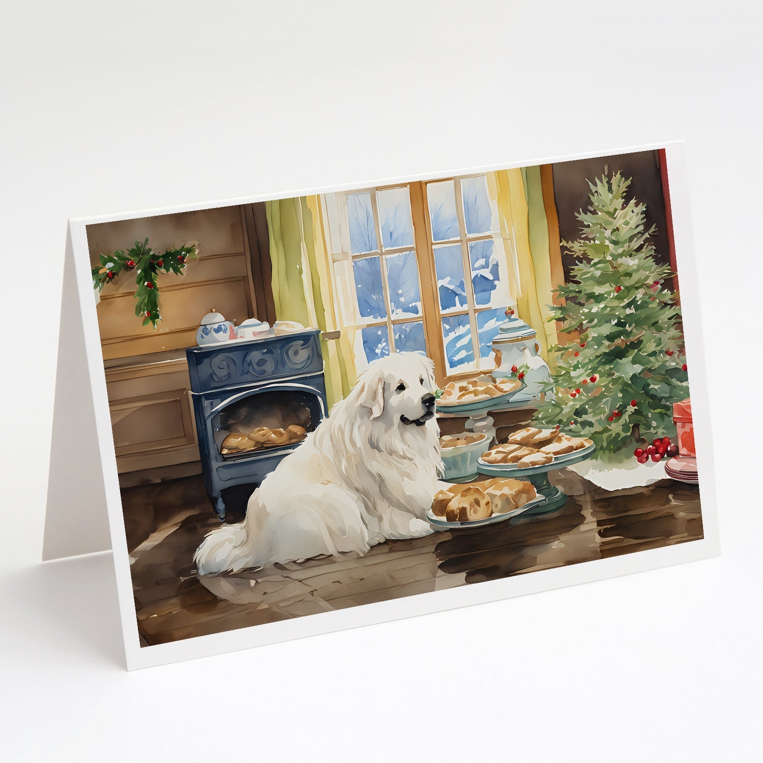 Great Pyrenees Christmas Cookies Greeting Cards Pack of 8 Blank Cards with Envelopes Whimsical A7 Size 5x7