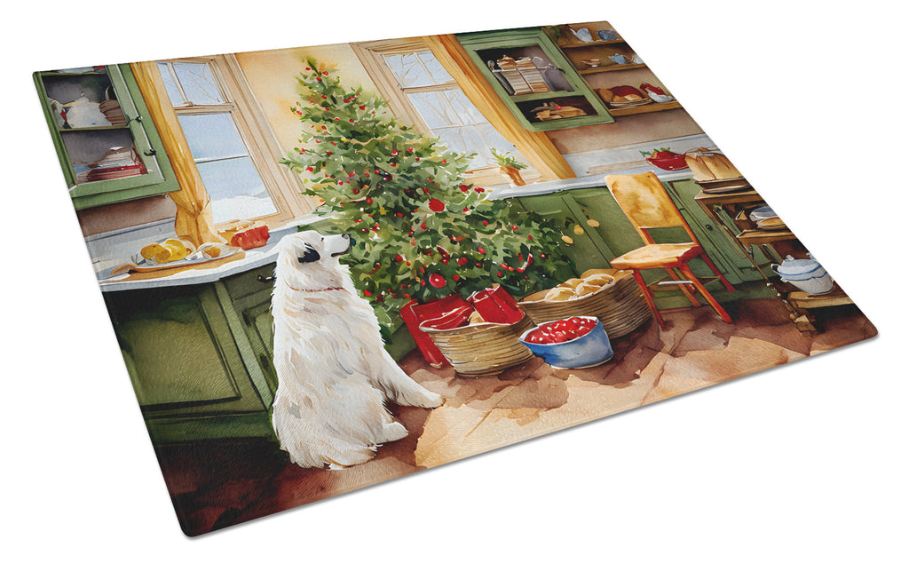 Great Pyrenees Christmas Cookies Cutting Board Tempered Glass Kitchen Cutting Surface, Heat Resistant Chopping, Non-Slip Feet, Food Prep & Serving