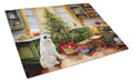 Great Pyrenees Christmas Cookies Cutting Board Tempered Glass Kitchen Cutting Surface, Heat Resistant Chopping, Non-Slip Feet, Food Prep & Serving