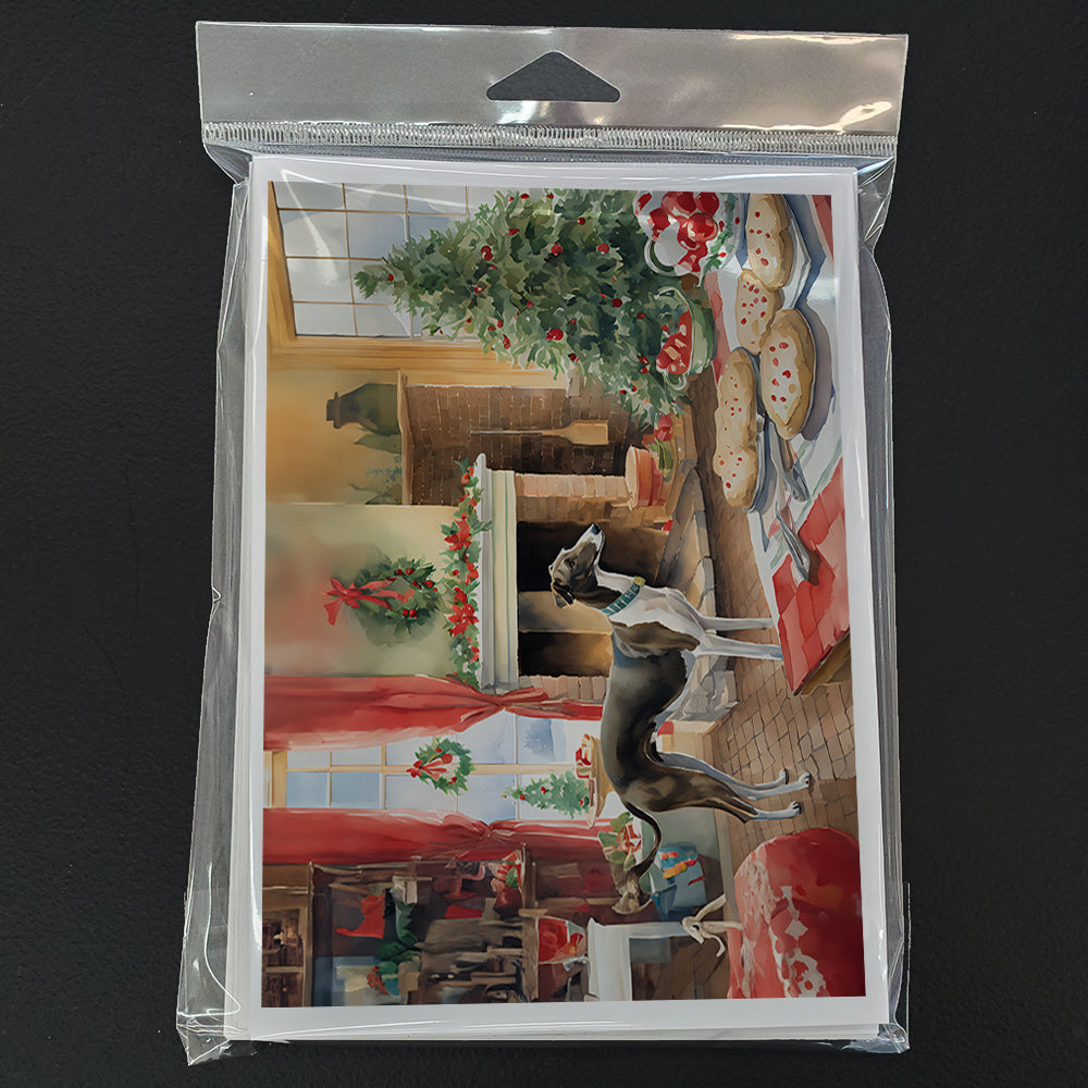 Greyhound Christmas Cookies Greeting Cards Pack of 8 Blank Cards with Envelopes Whimsical A7 Size 5x7