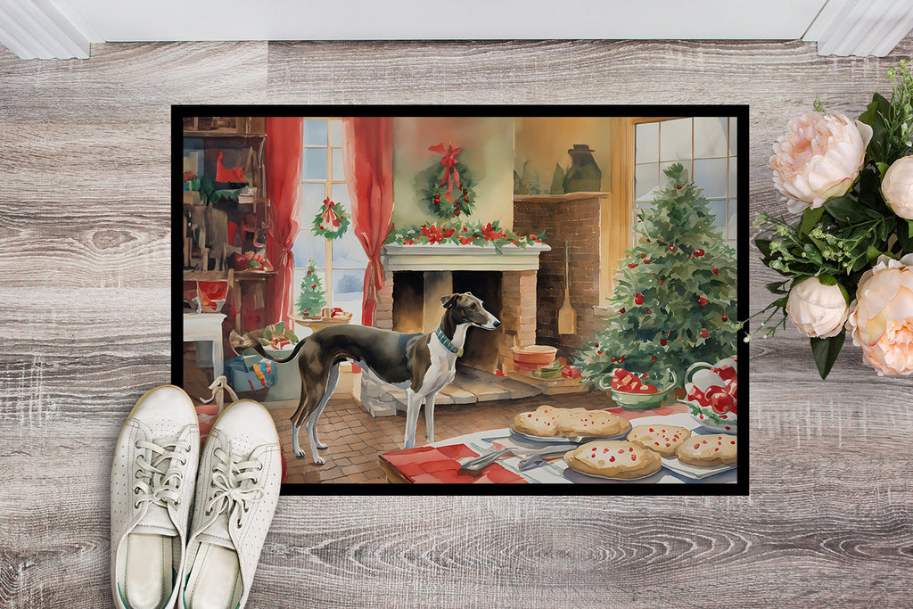 Greyhound Christmas Cookies Doormat Indoor Outdoor 24H X 36W Front Door Mat Rugs for Entryway, Non Slip Washable Low Pile,