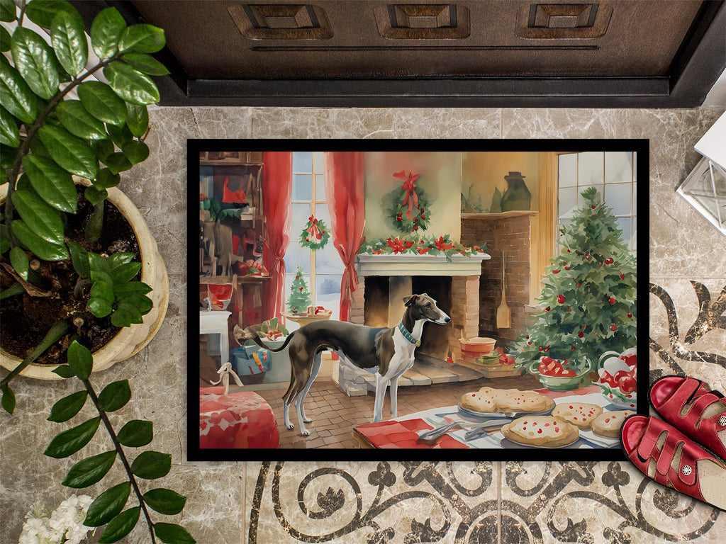 Greyhound Christmas Cookies Doormat Indoor Outdoor 24H X 36W Front Door Mat Rugs for Entryway, Non Slip Washable Low Pile,