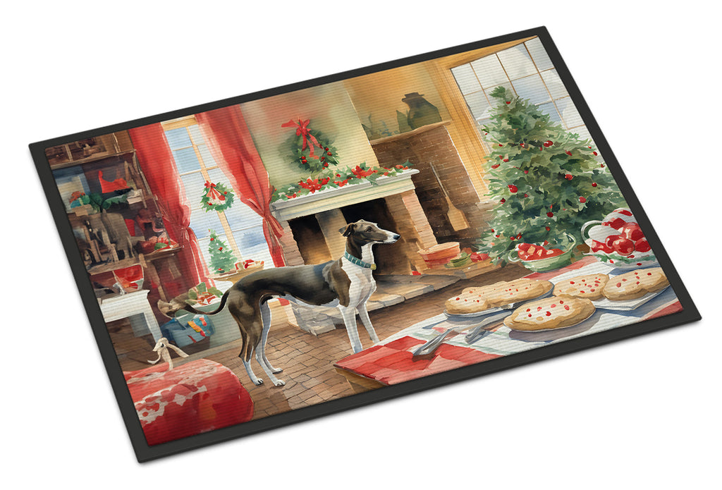 Greyhound Christmas Cookies Doormat Indoor Outdoor 18H X 27W Front Door Mat Rugs for Entryway, Non Slip Washable