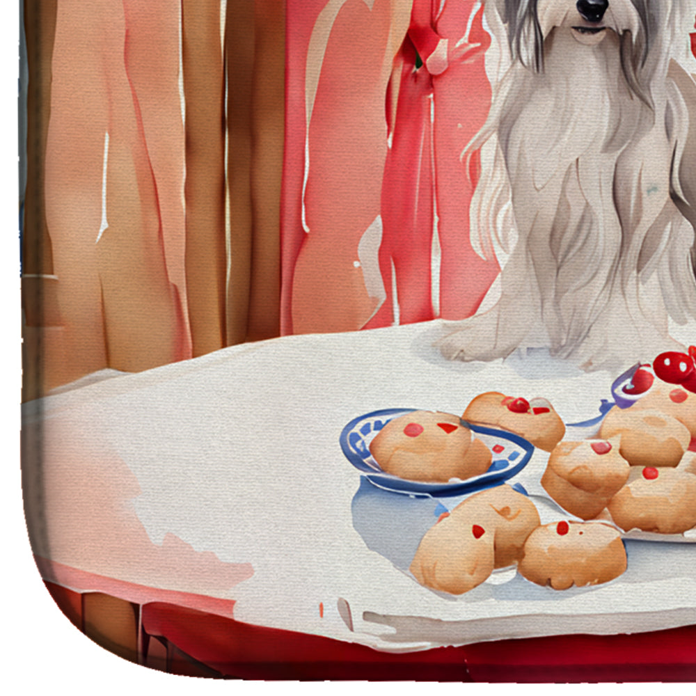 Chinese Crested Christmas Cookies Dish Drying Mat Absorbent Dish Drying Mat Pad for Kitchen Counter Dish Drainer Mat for Countertop, 14 x 21", Multicolor