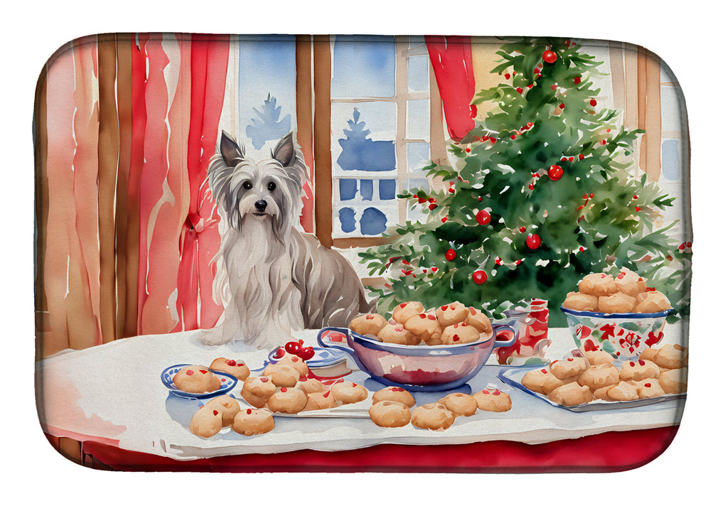 Chinese Crested Christmas Cookies Dish Drying Mat Absorbent Dish Drying Mat Pad for Kitchen Counter Dish Drainer Mat for Countertop, 14 x 21", Multicolor