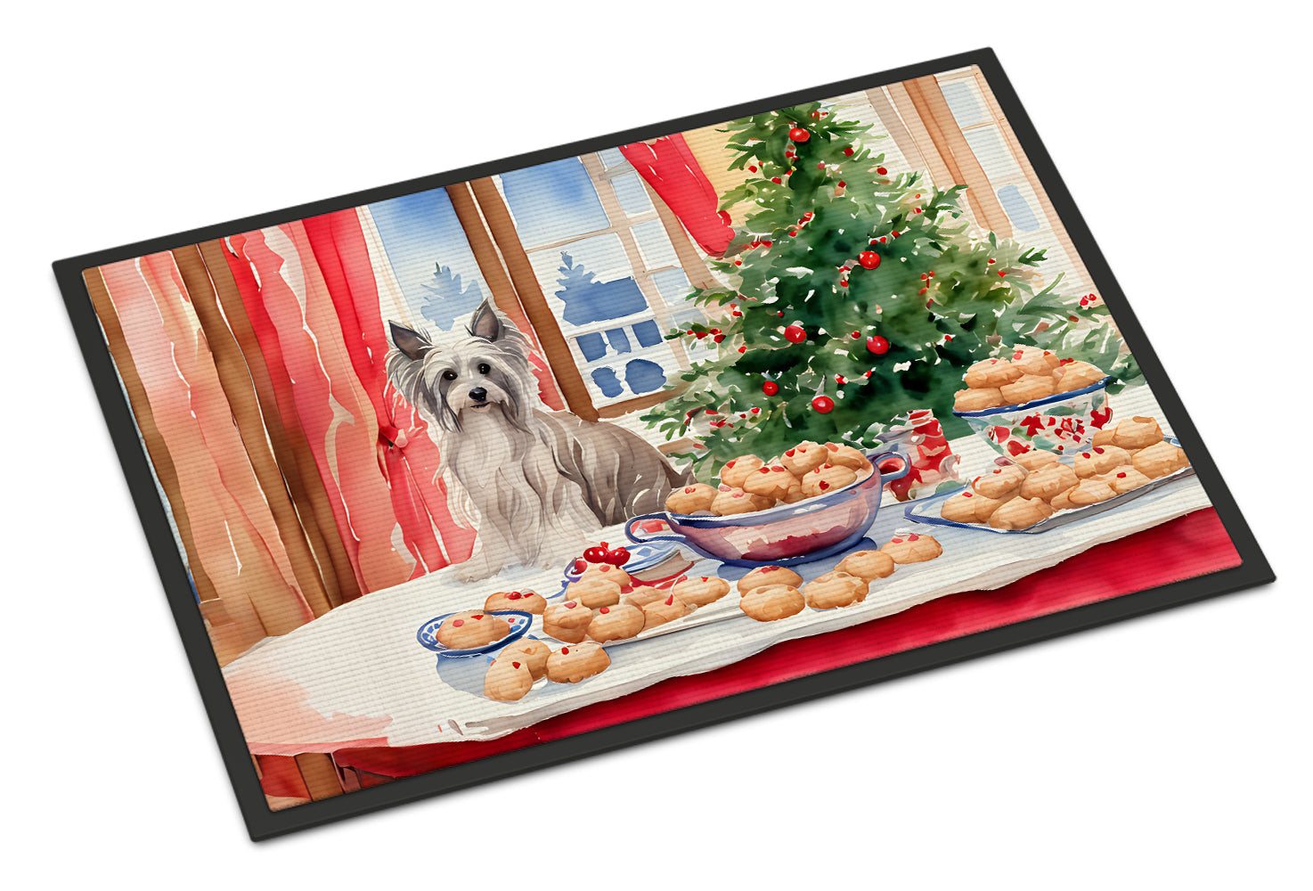 Chinese Crested Christmas Cookies Doormat Indoor Outdoor 24H X 36W Front Door Mat Rugs for Entryway, Non Slip Washable Low Pile,