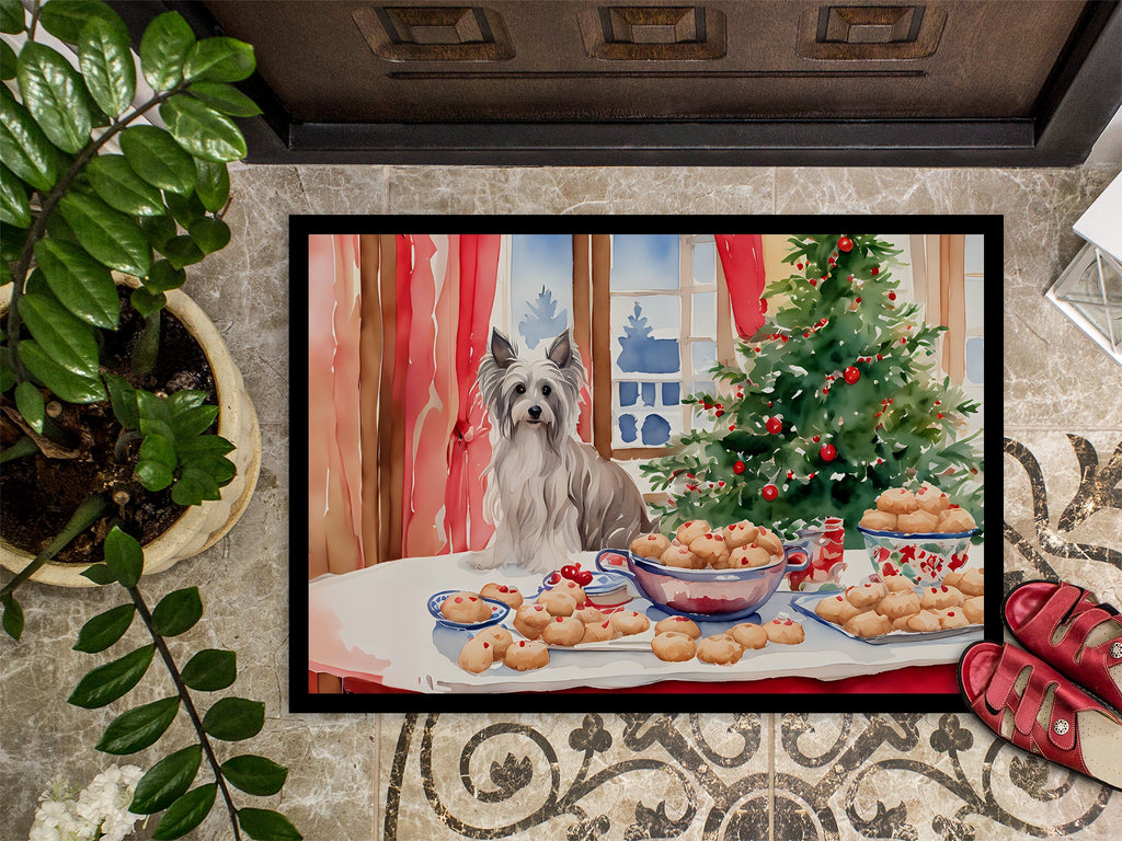 Chinese Crested Christmas Cookies Doormat Indoor Outdoor 24H X 36W Front Door Mat Rugs for Entryway, Non Slip Washable Low Pile,