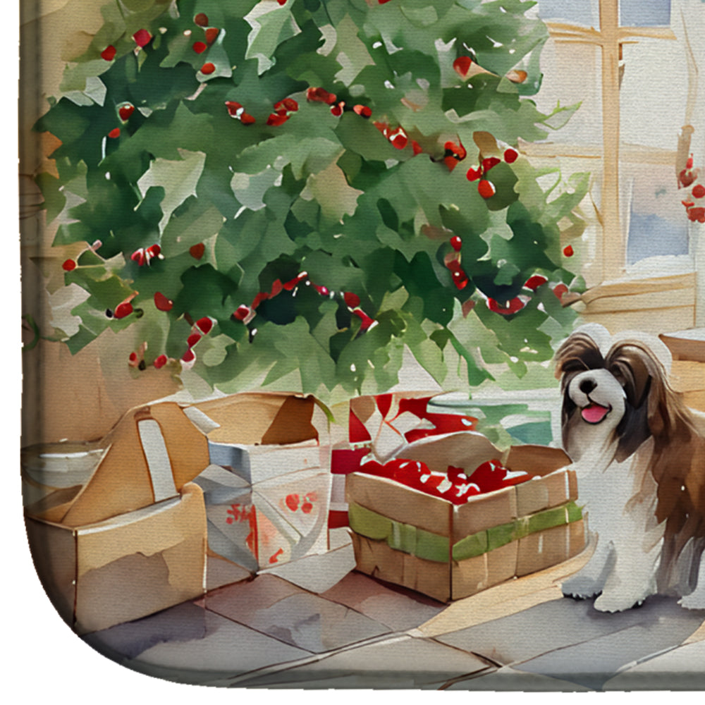 Havanese Christmas Cookies Dish Drying Mat Absorbent Dish Drying Mat Pad for Kitchen Counter Dish Drainer Mat for Countertop, 14 x 21", Multicolor