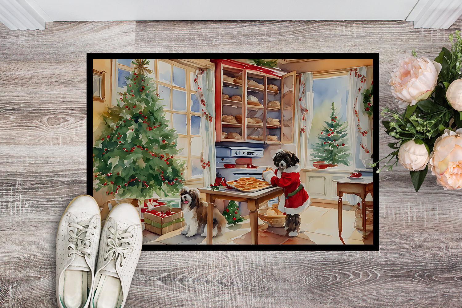 Havanese Christmas Cookies Doormat Indoor Outdoor 24H X 36W Front Door Mat Rugs for Entryway, Non Slip Washable Low Pile,