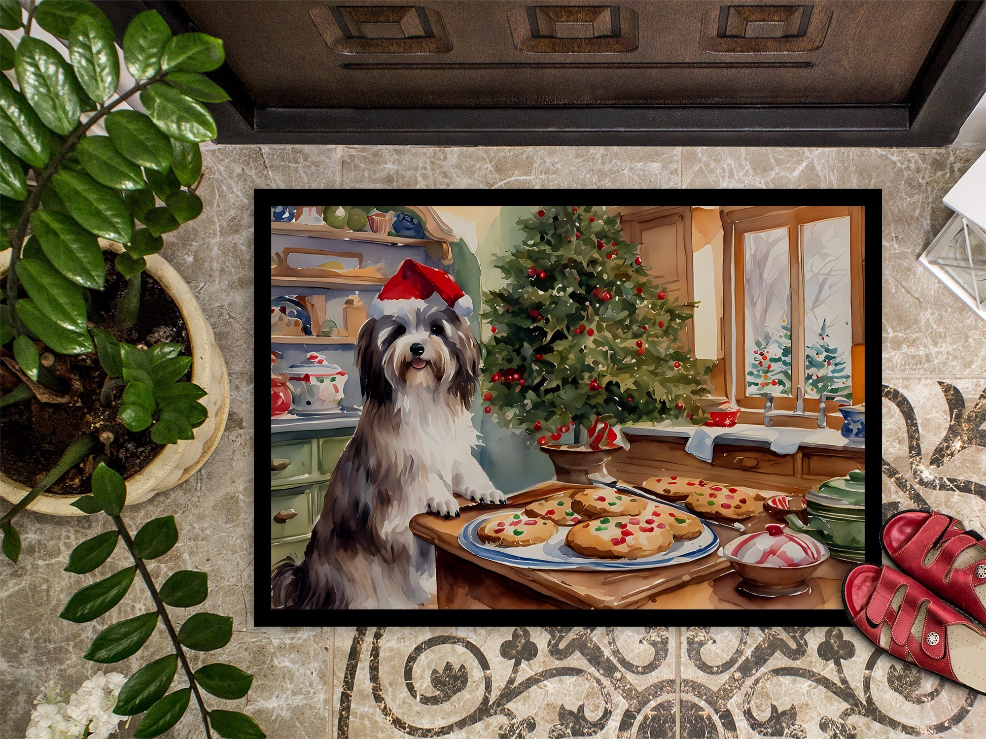 Havanese Christmas Cookies Doormat Indoor Outdoor 24H X 36W Front Door Mat Rugs for Entryway, Non Slip Washable Low Pile,