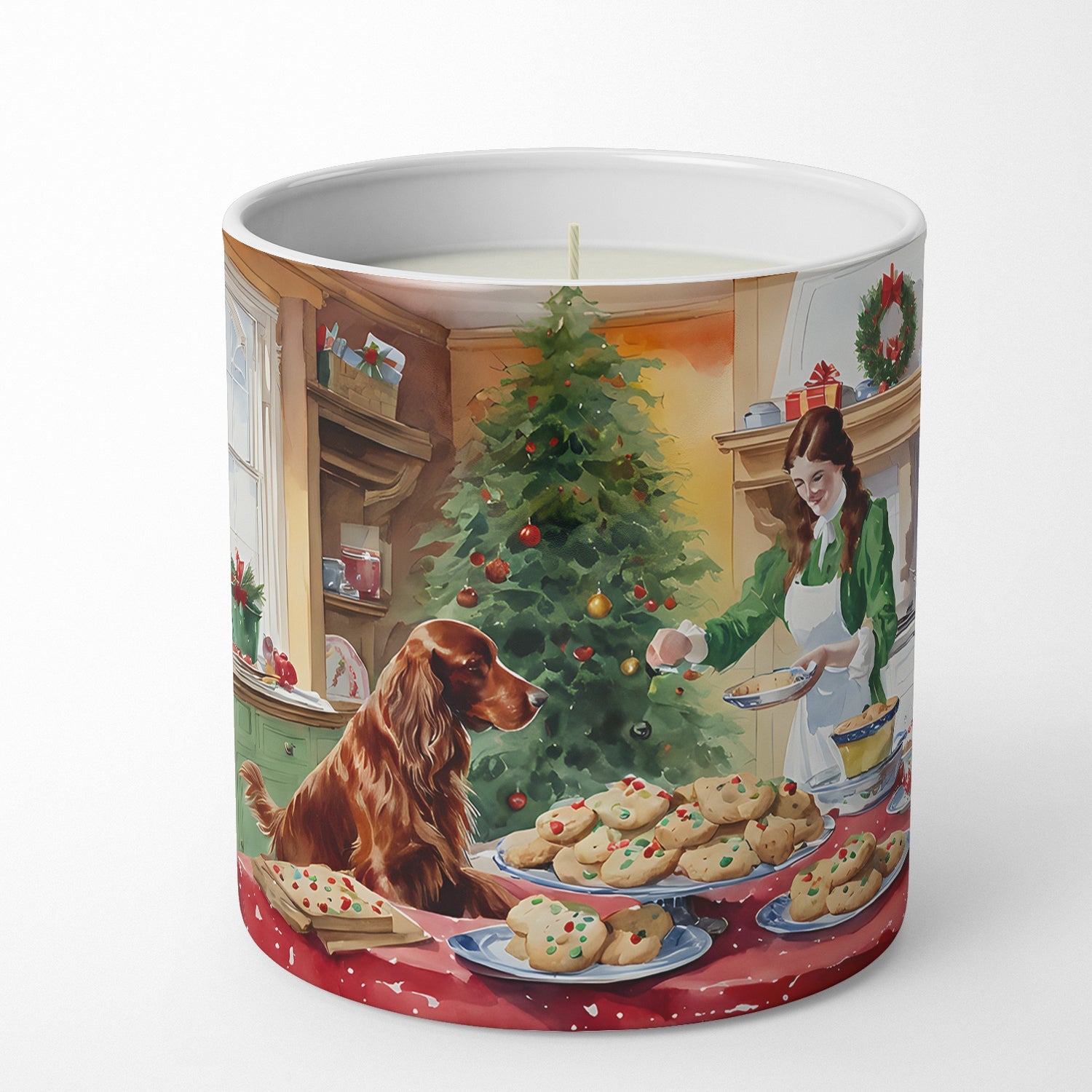 Irish Setter Christmas Cookies Decorative Soy Candle Nature Soy Wax Essential Oil Home Decor Ideal for Bedroom Kitchen Bath Office Gift, 10 oz