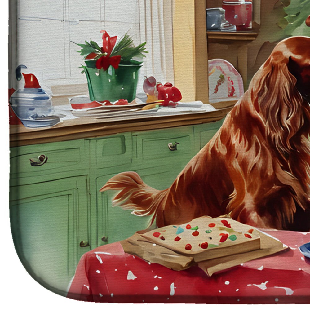 Irish Setter Christmas Cookies Dish Drying Mat Absorbent Dish Drying Mat Pad for Kitchen Counter Dish Drainer Mat for Countertop, 14 x 21", Multicolor