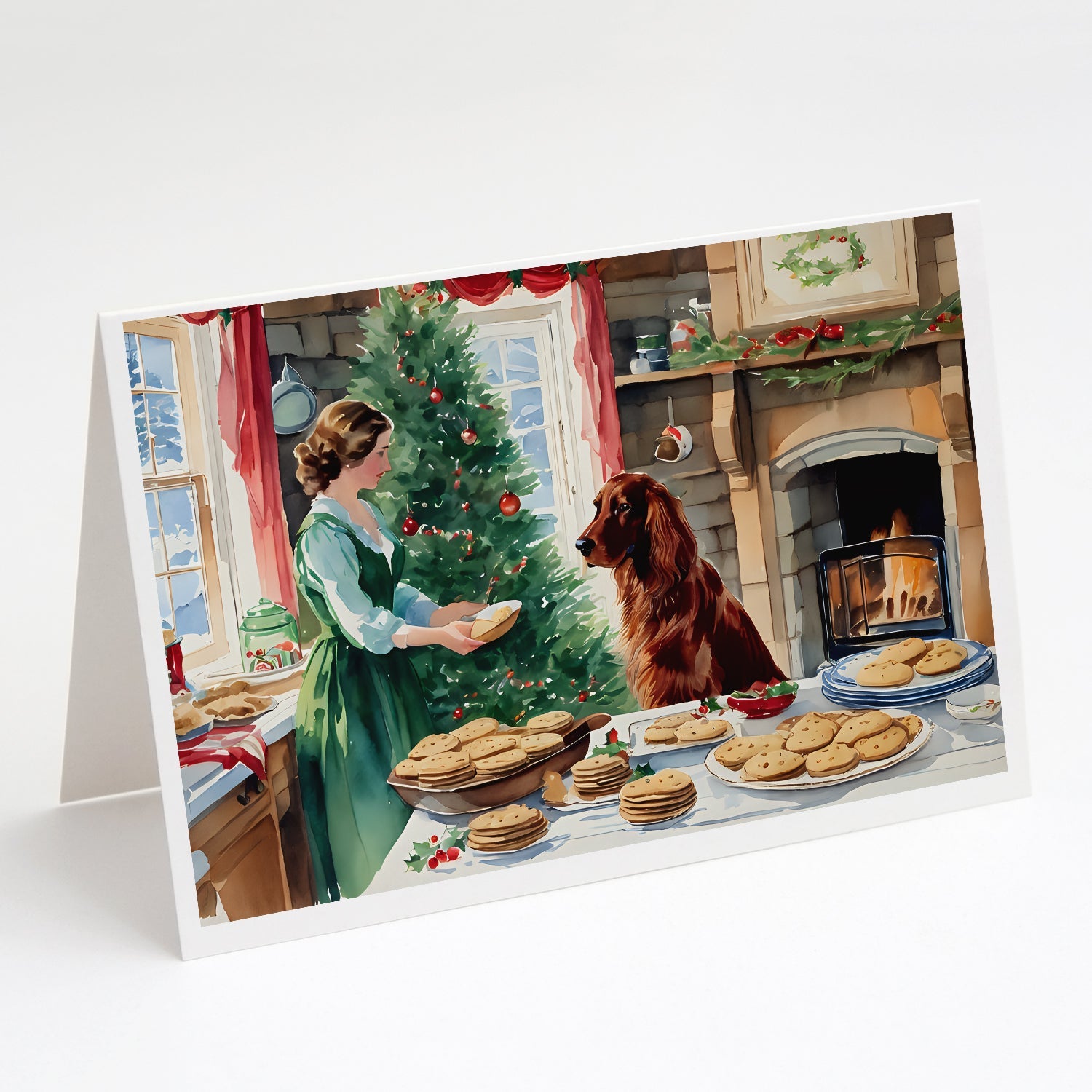 Irish Setter Christmas Cookies Greeting Cards Pack of 8 Blank Cards with Envelopes Whimsical A7 Size 5x7
