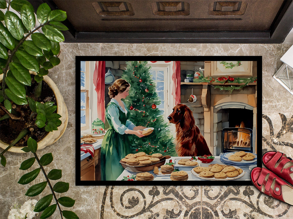 Irish Setter Christmas Cookies Doormat Indoor Outdoor 24H X 36W Front Door Mat Rugs for Entryway, Non Slip Washable Low Pile,