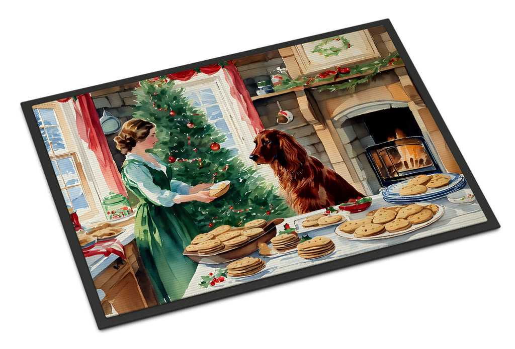 Irish Setter Christmas Cookies Doormat Indoor Outdoor 18H X 27W Front Door Mat Rugs for Entryway, Non Slip Washable
