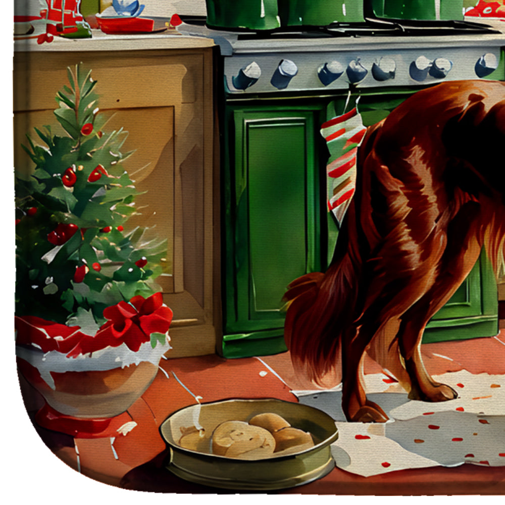 Irish Setter Christmas Cookies Dish Drying Mat Absorbent Dish Drying Mat Pad for Kitchen Counter Dish Drainer Mat for Countertop, 14 x 21", Multicolor