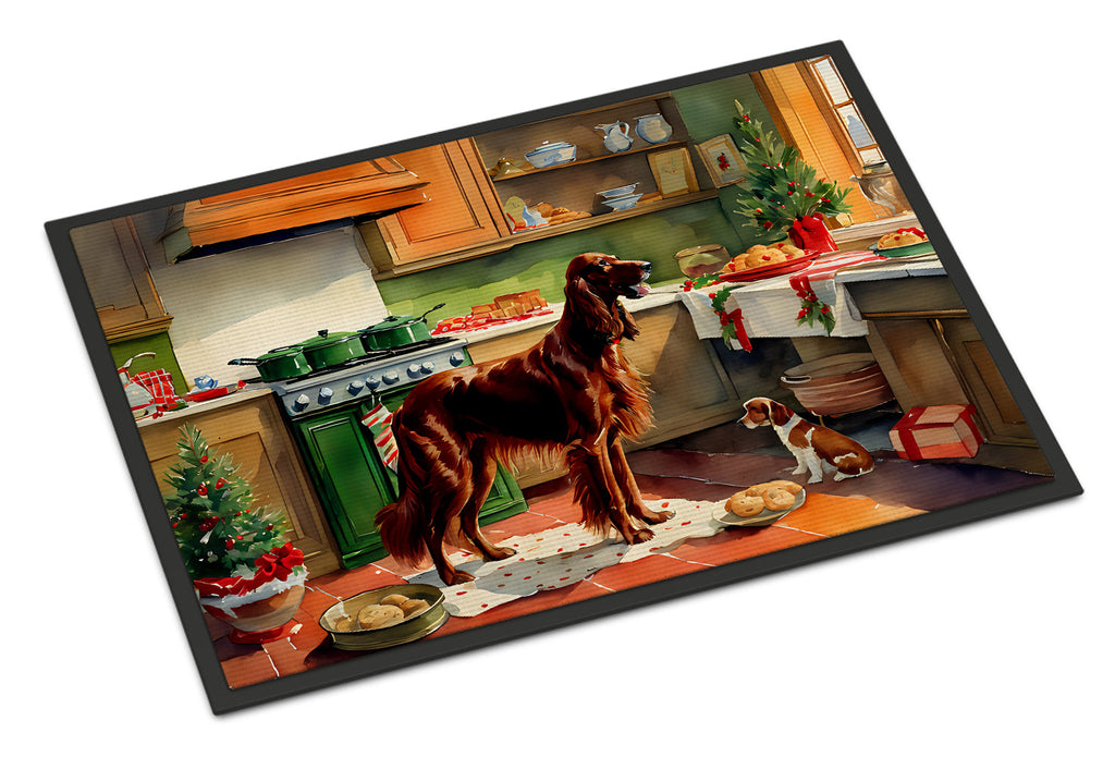 Irish Setter Christmas Cookies Doormat Indoor Outdoor 24H X 36W Front Door Mat Rugs for Entryway, Non Slip Washable Low Pile,