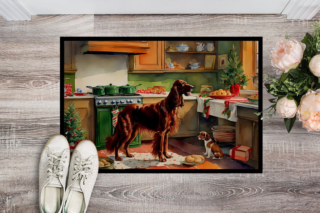 Irish Setter Christmas Cookies Doormat Indoor Outdoor 18H X 27W Front Door Mat Rugs for Entryway, Non Slip Washable
