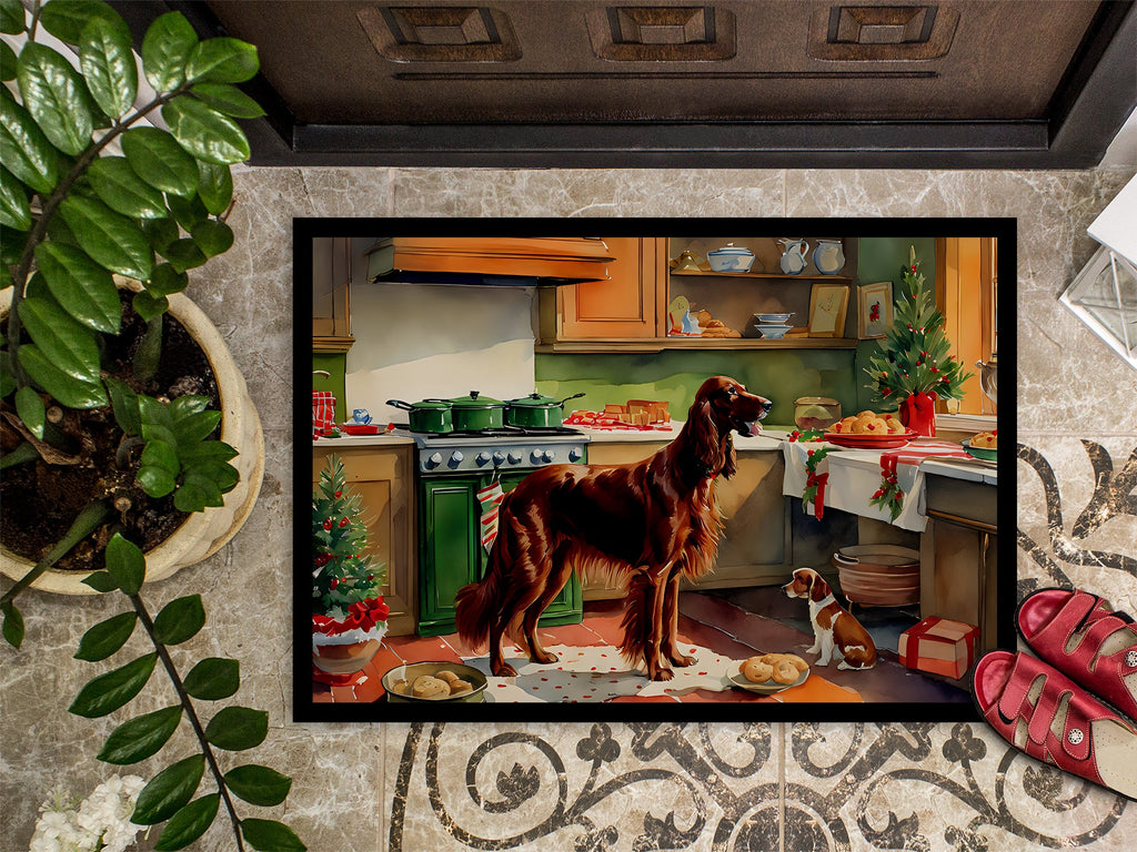 Irish Setter Christmas Cookies Doormat Indoor Outdoor 18H X 27W Front Door Mat Rugs for Entryway, Non Slip Washable