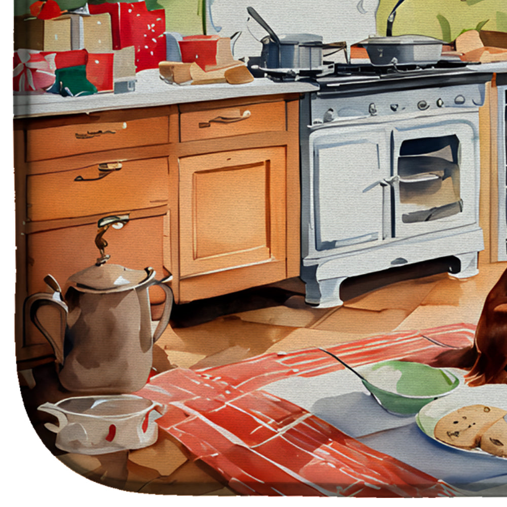 Irish Setter Christmas Cookies Dish Drying Mat Absorbent Dish Drying Mat Pad for Kitchen Counter Dish Drainer Mat for Countertop, 14 x 21", Multicolor