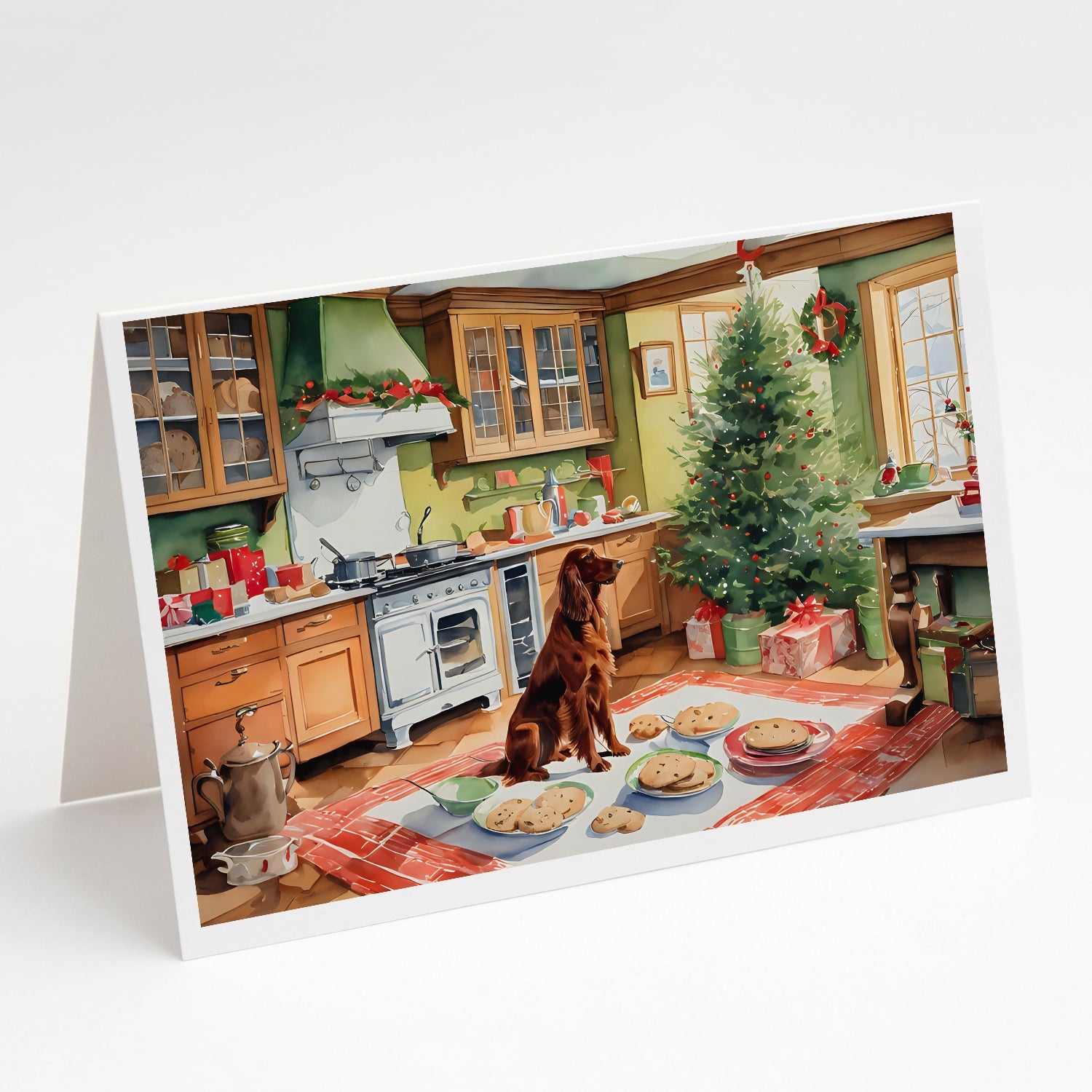 Irish Setter Christmas Cookies Greeting Cards Pack of 8 Blank Cards with Envelopes Whimsical A7 Size 5x7